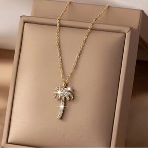 Beautiful Sparkling Palm Tree Pendant Necklace